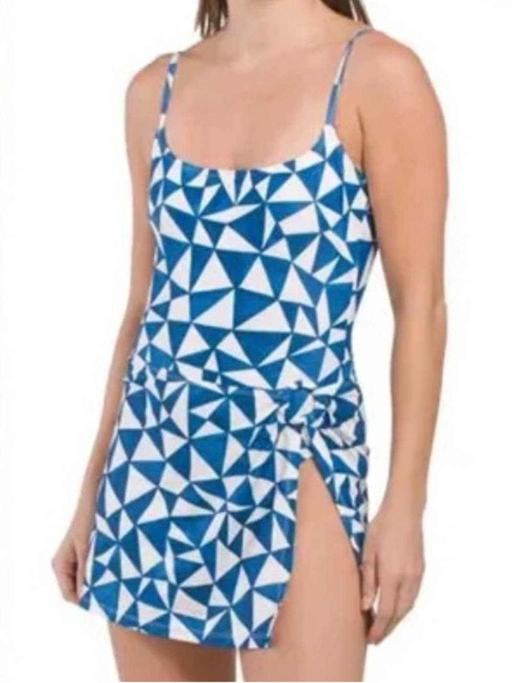 NWOT Jessica Simpson Blue & White Geometric Swimdress